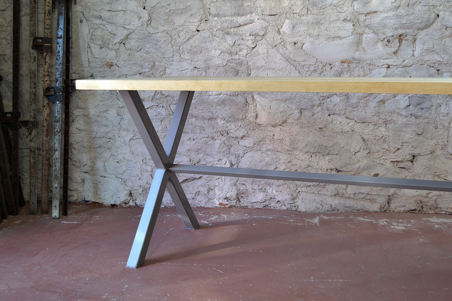 X Frame Industrial Dining Table