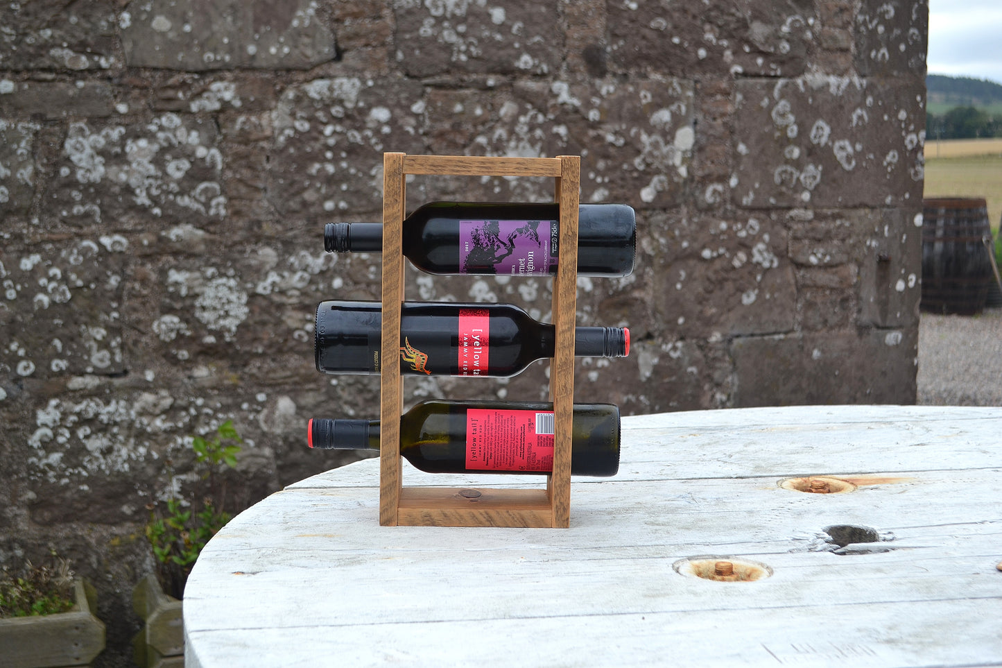 Wine Bottle Holder, Reclaimed Wood Bottle Stand