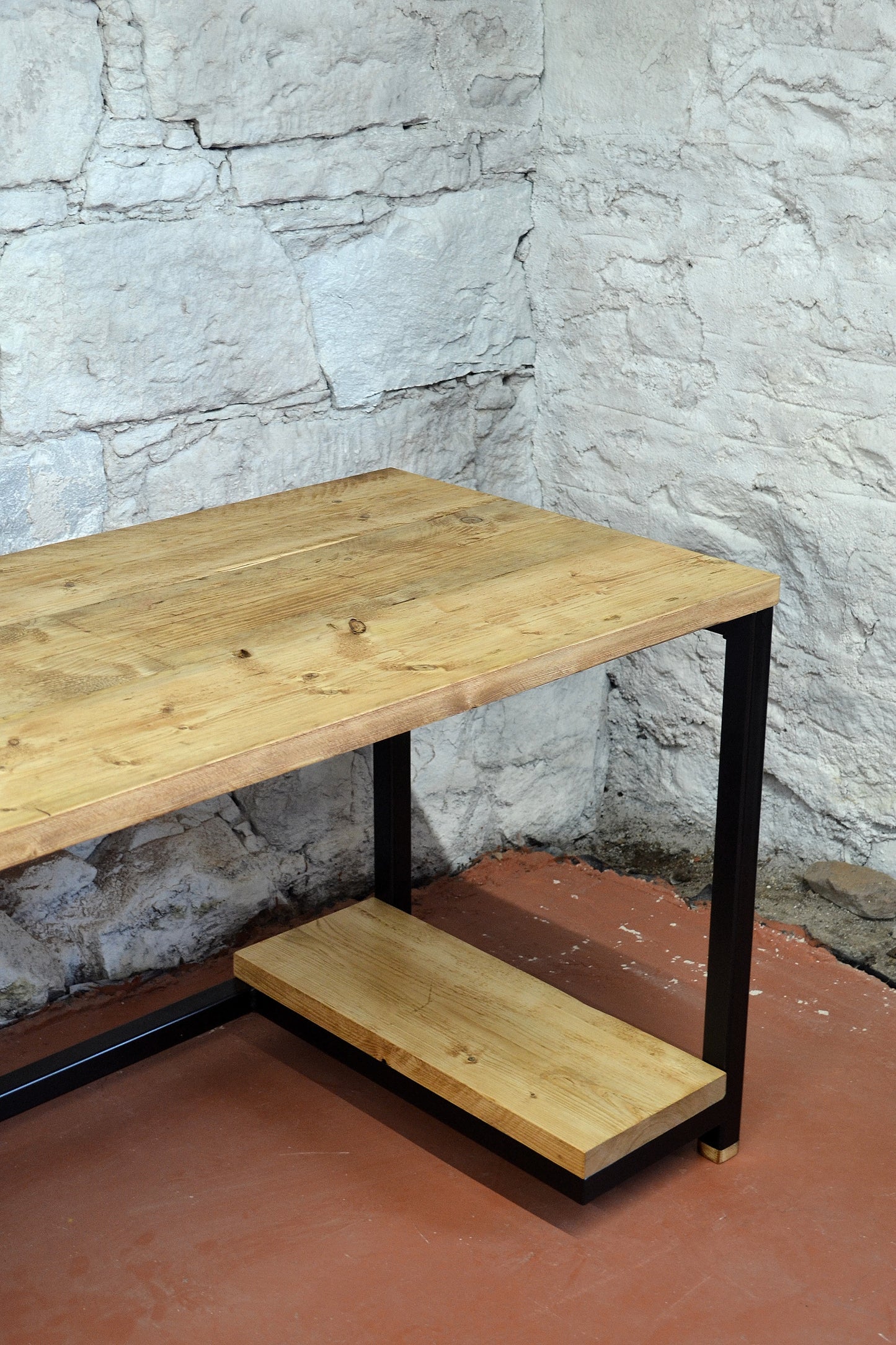 Industrial Office Desk with PC Shelves