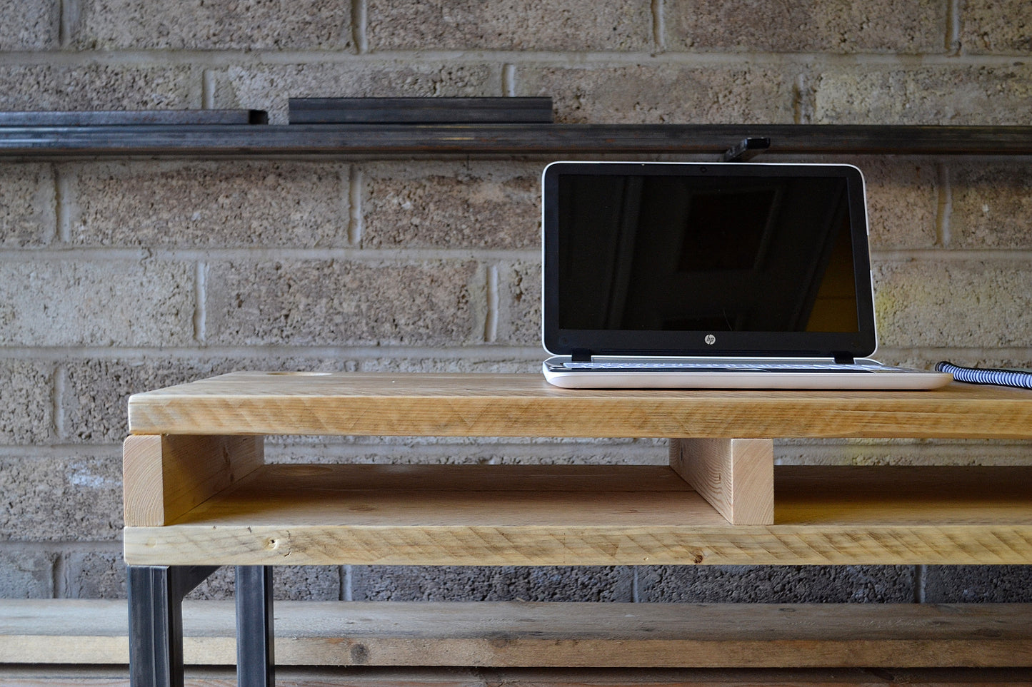 Industrial Office Desk with Storage Cubbies