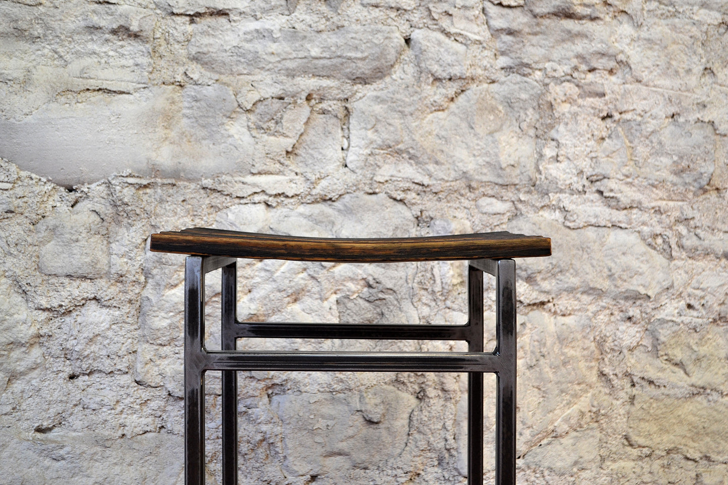 Industrial Bar Stool with Reclaimed Oak Barrel Staves