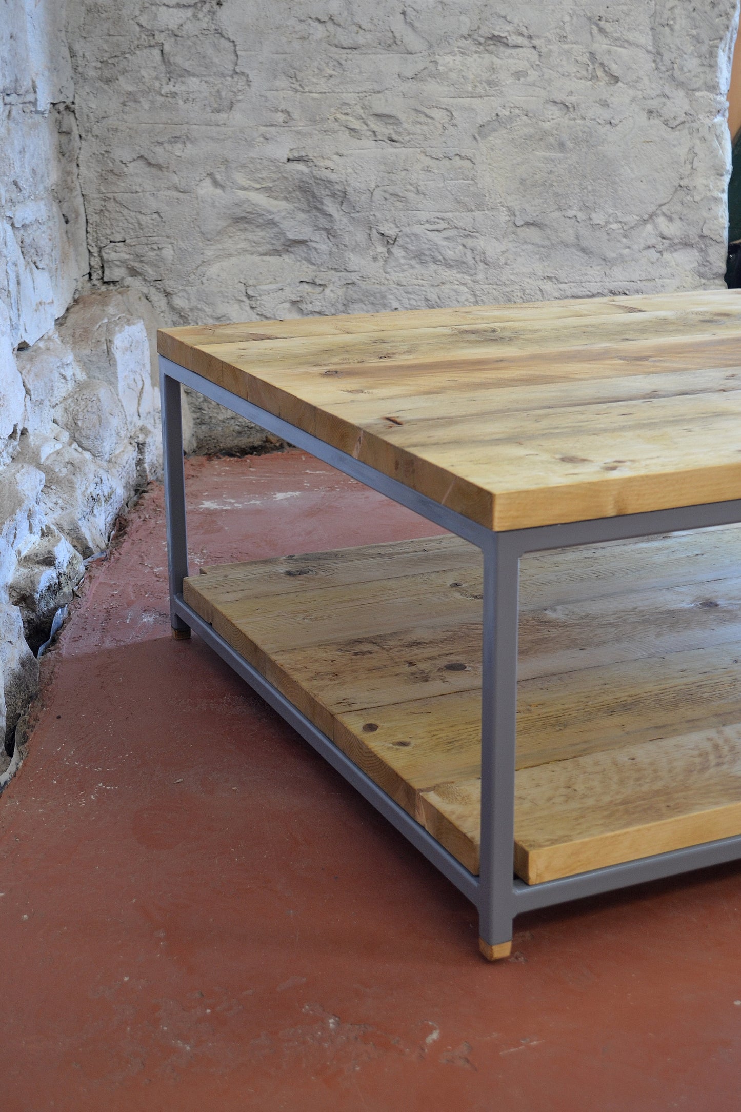 Industrial Coffee Table with Shelf