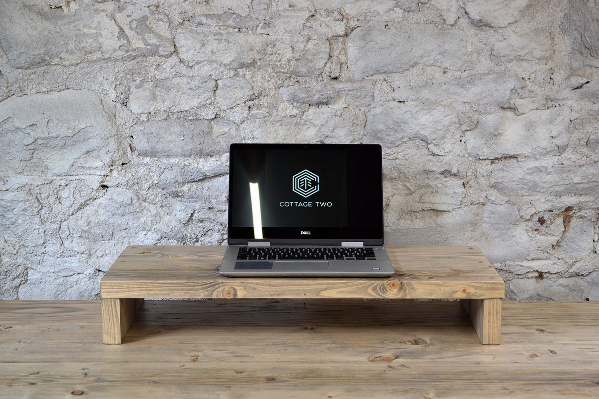 Wooden Monitor Stand | Reclaimed Wood Desk Riser UK – Cottage Two