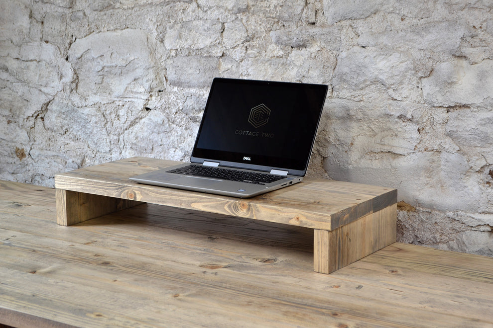 Wooden Monitor Stand | Reclaimed Wood Desk Riser UK – Cottage Two