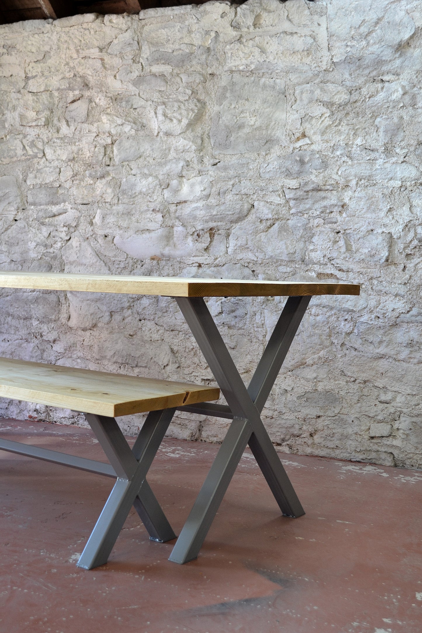 X Frame Industrial Dining Table