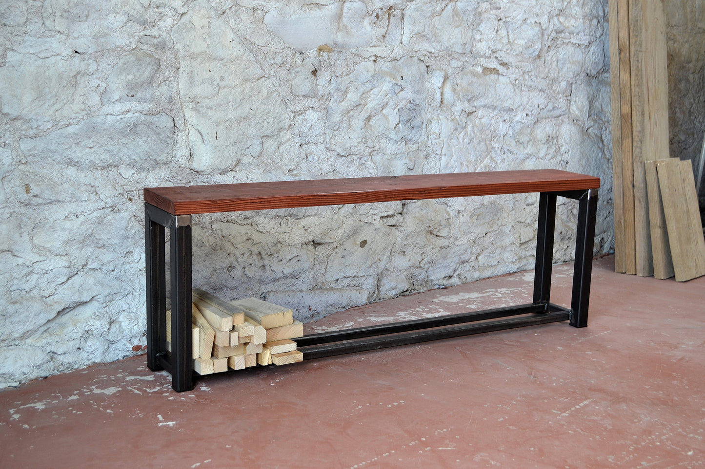 Industrial Bench with Shelf