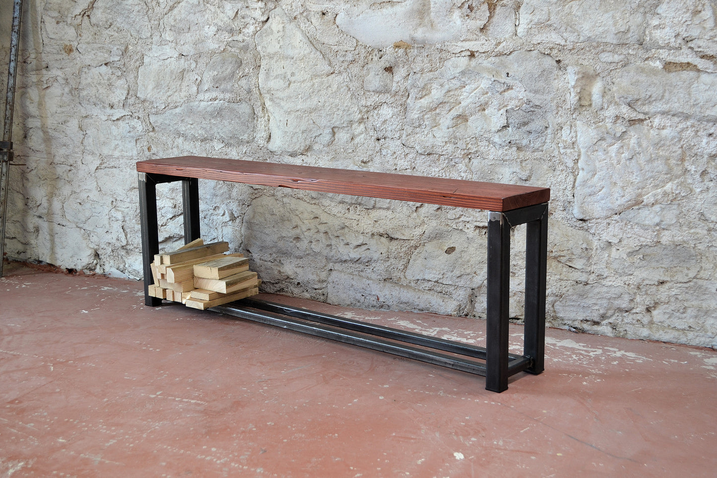 Industrial Bench with Shelf