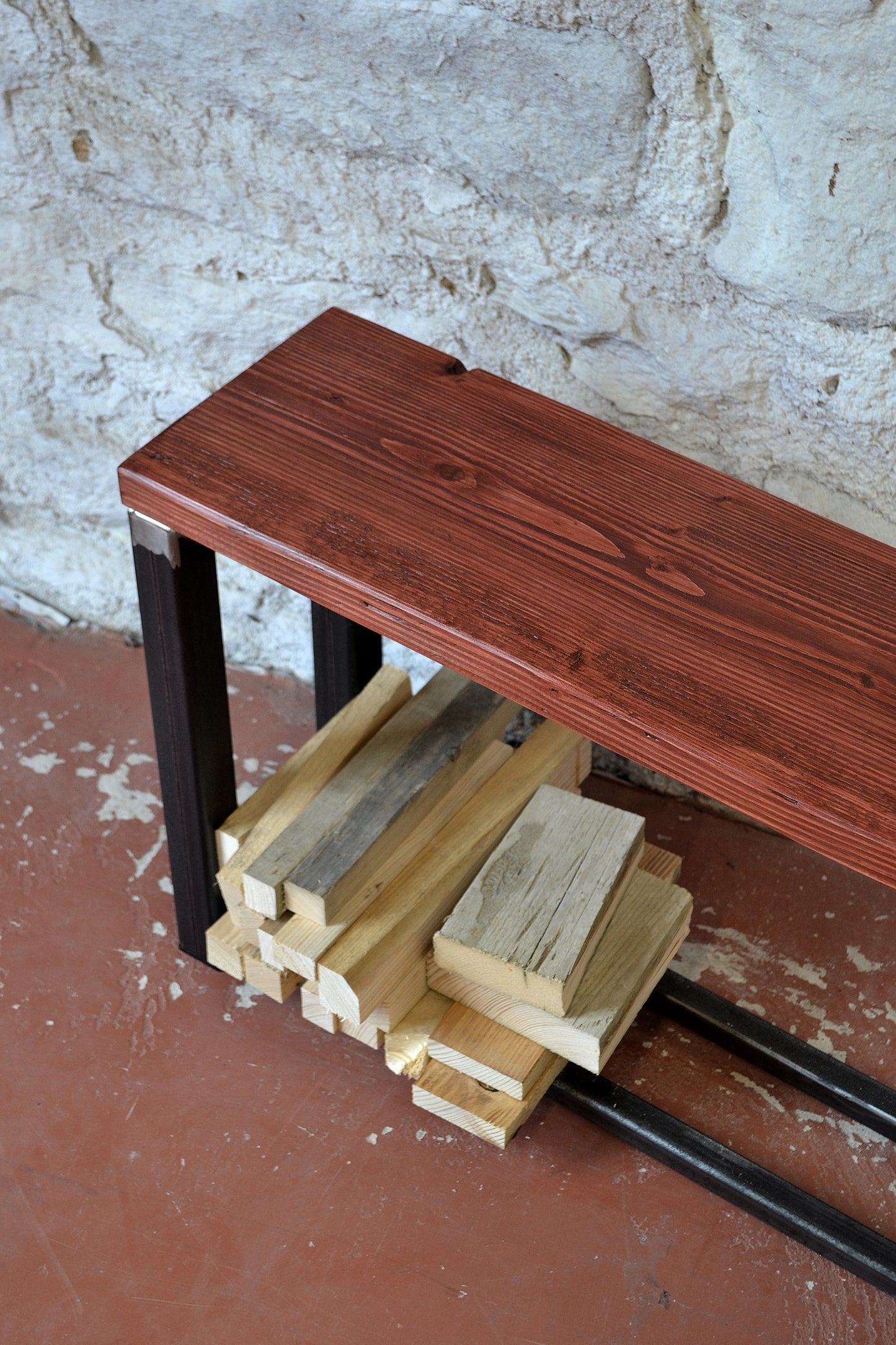 Industrial Bench with Shelf