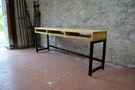 Industrial Office Desk with Storage Cubbies