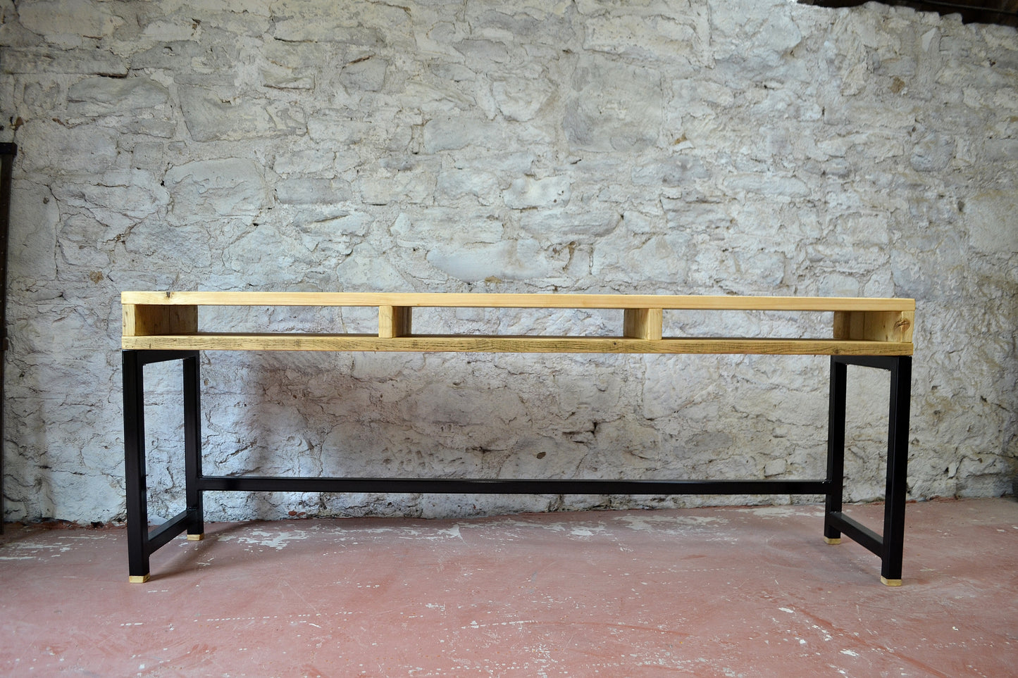 Industrial Office Desk with Storage Cubbies