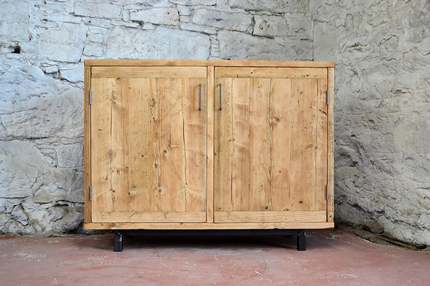 Reclaimed Wood Sideboard with Steel Base