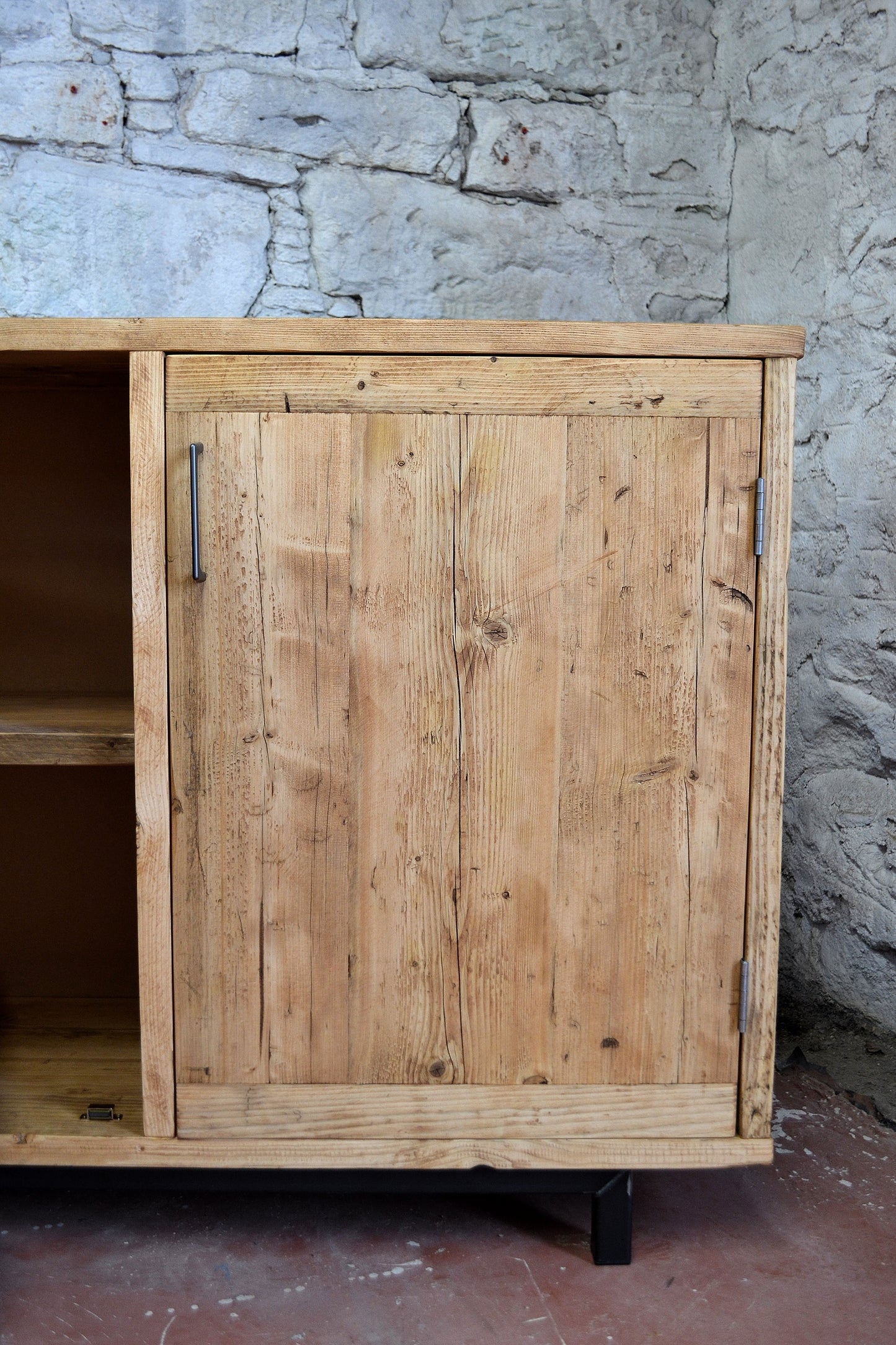 Reclaimed Wood Sideboard with Steel Base