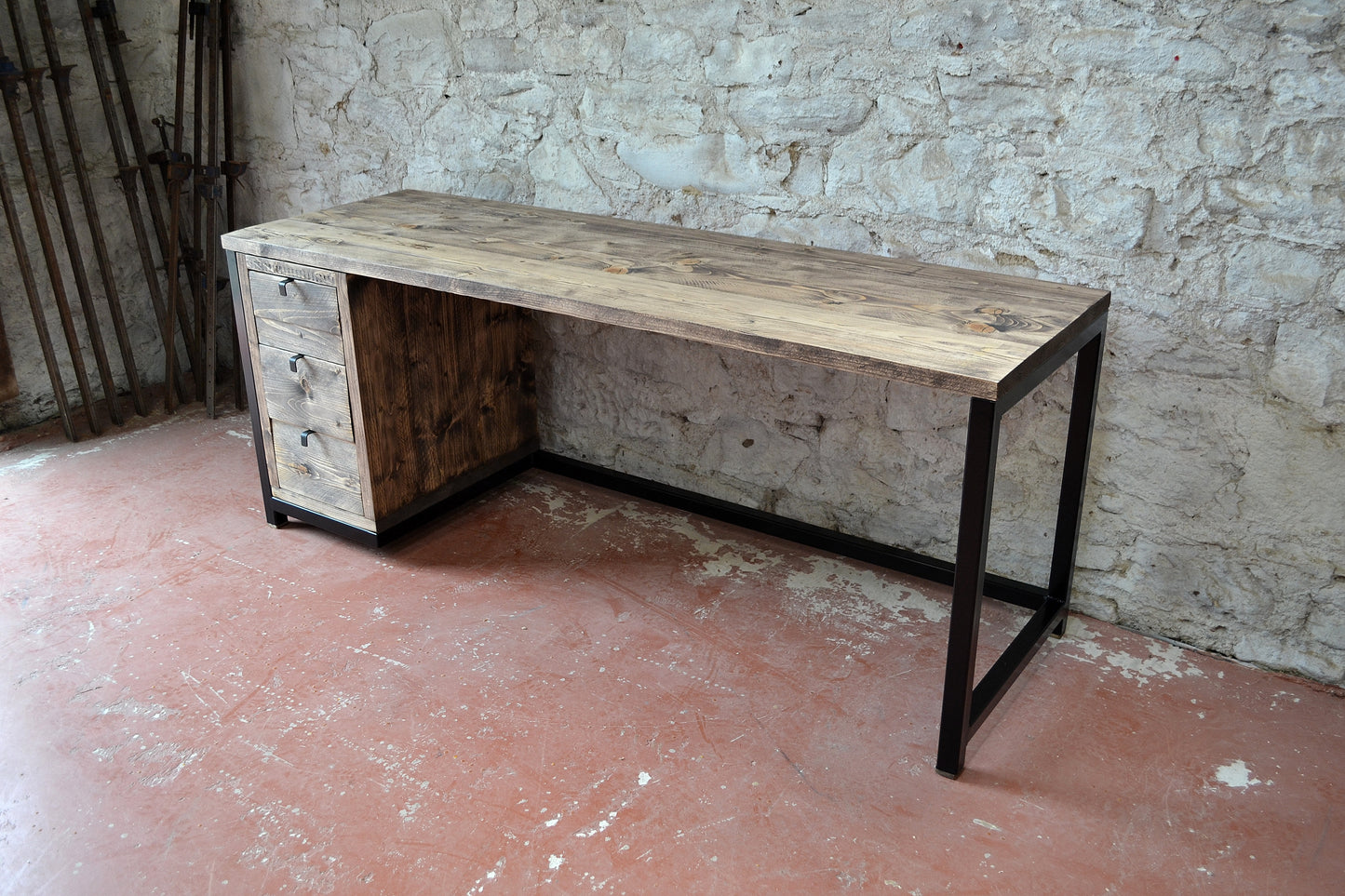 Industrial Desk with Drawers