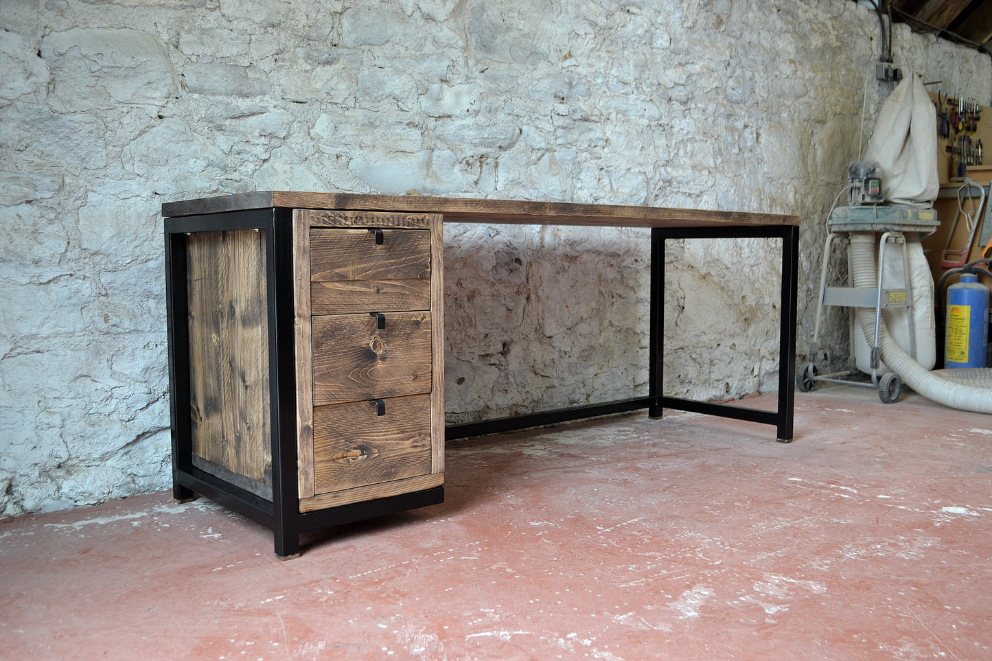 Industrial Desk with Drawers