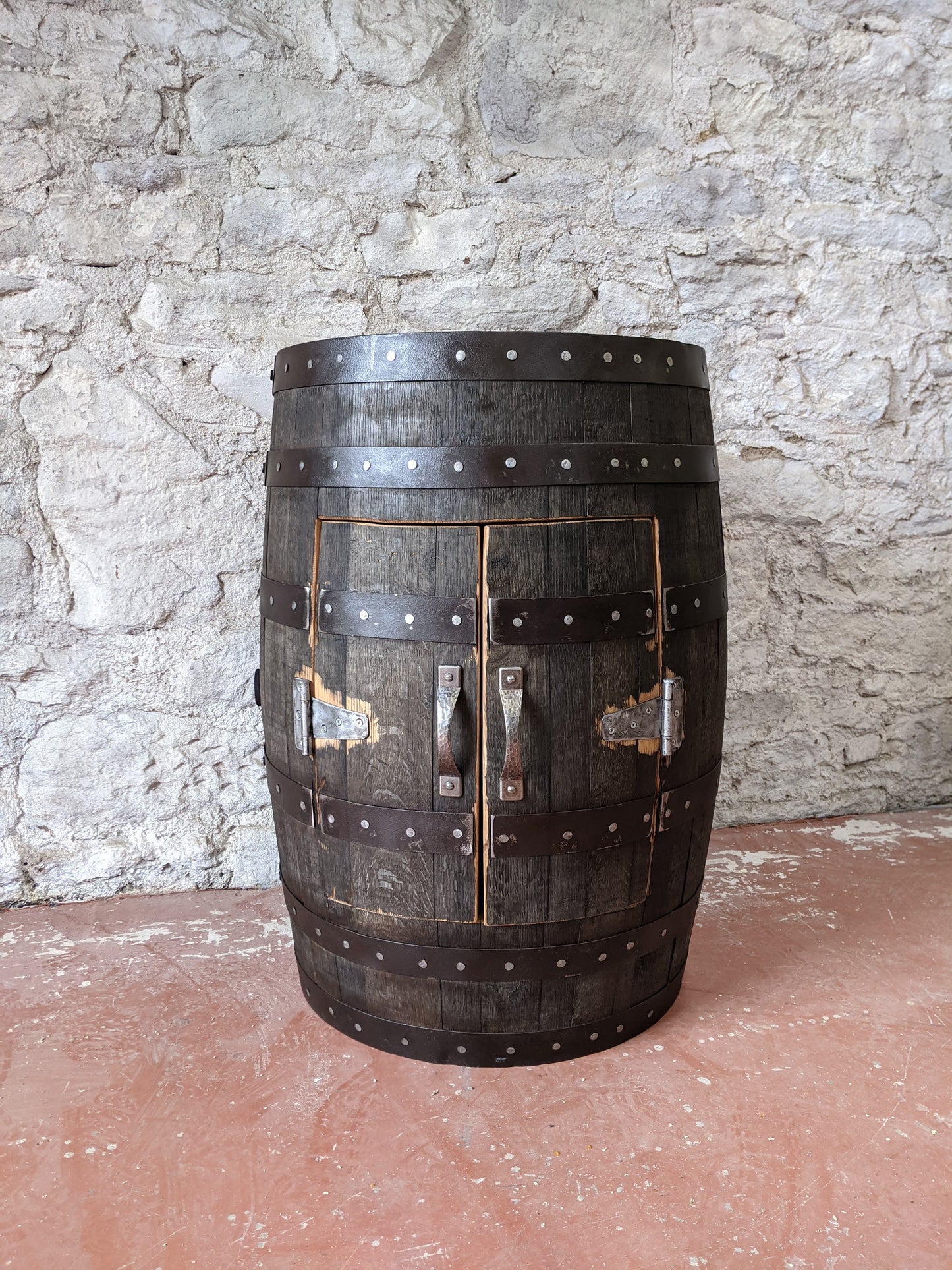 Whisky Barrel Drinks Cabinet with Shelf