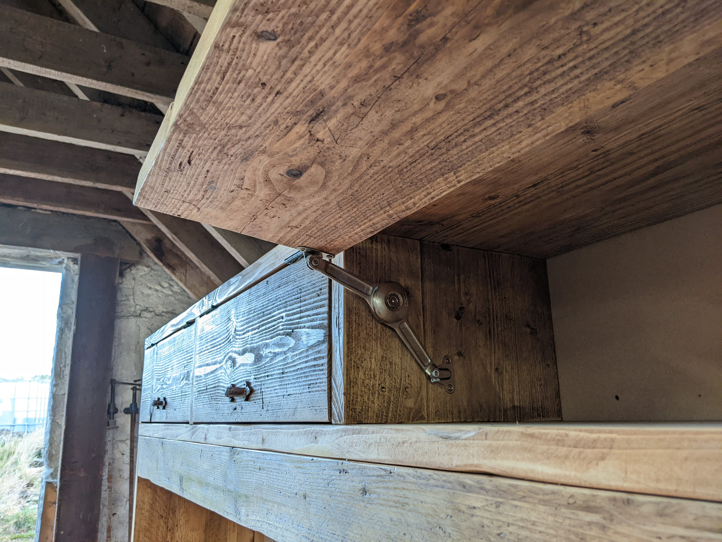 Reclaimed Wood Hallway Bench and Coat Rack