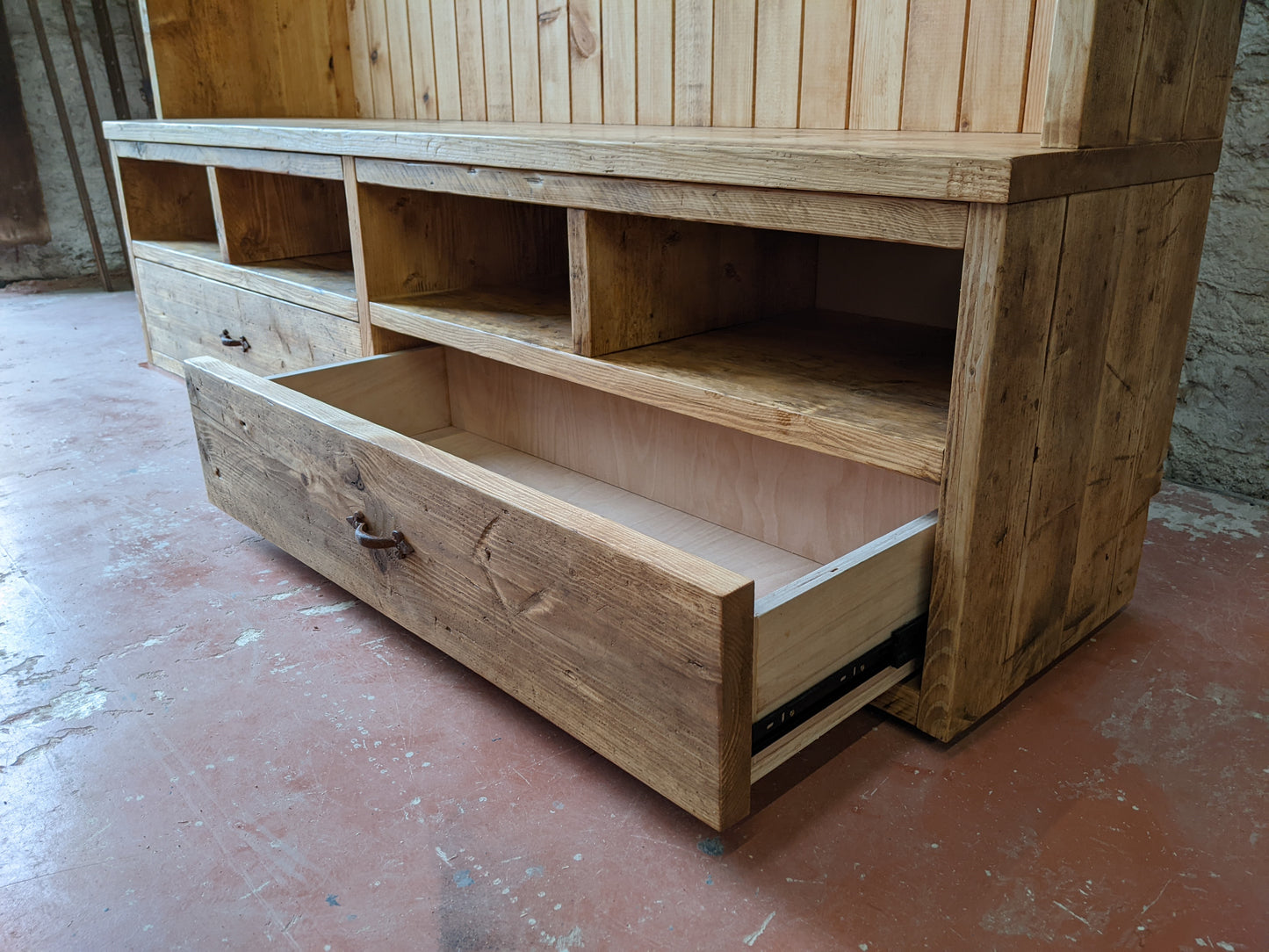 Reclaimed Wood Hallway Bench and Coat Rack