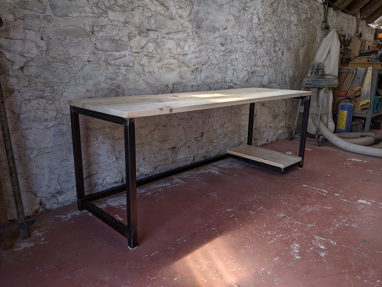 Industrial Office Desk with PC Shelves