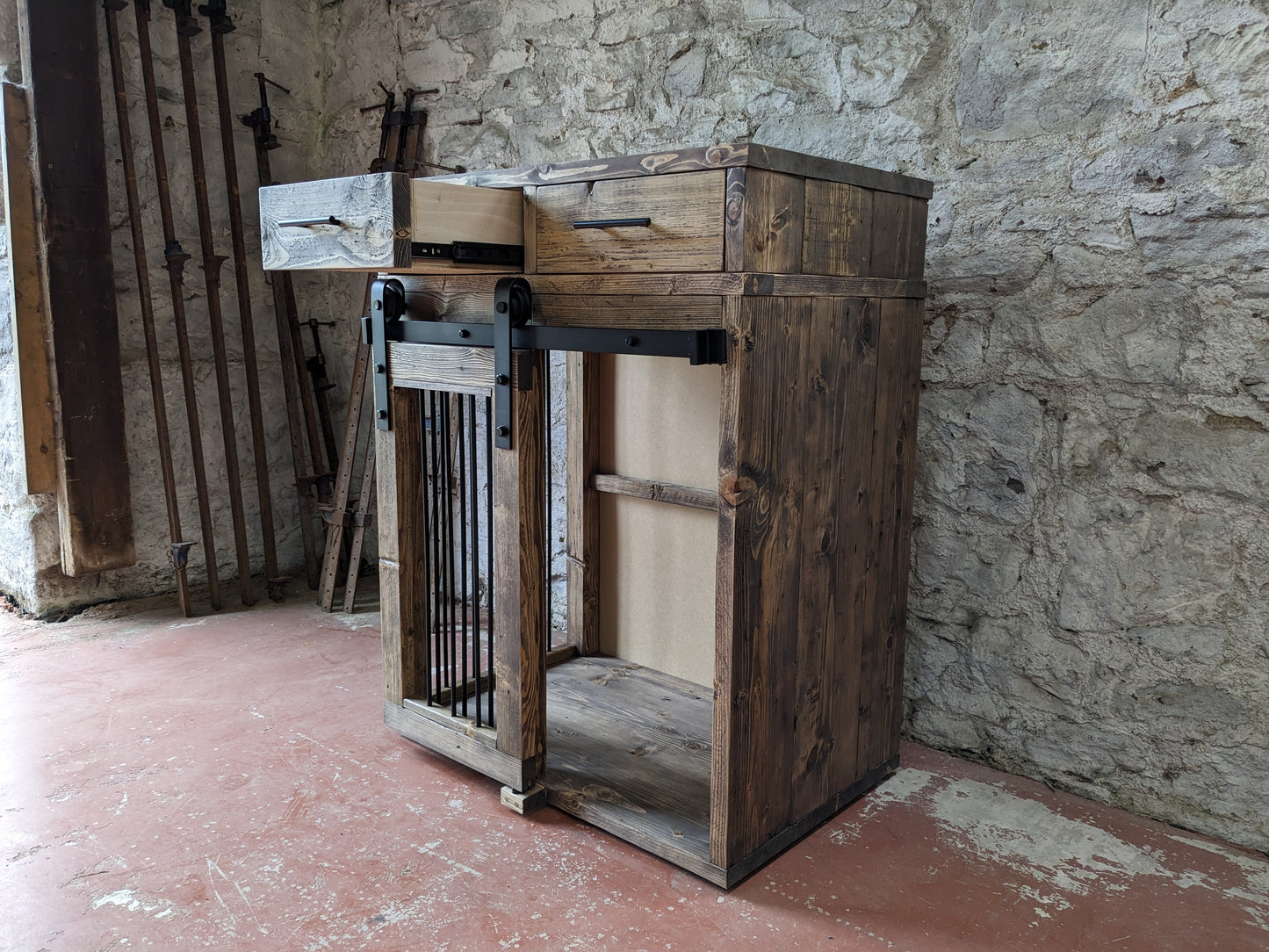 Dog Crate Sideboard with Sliding Door