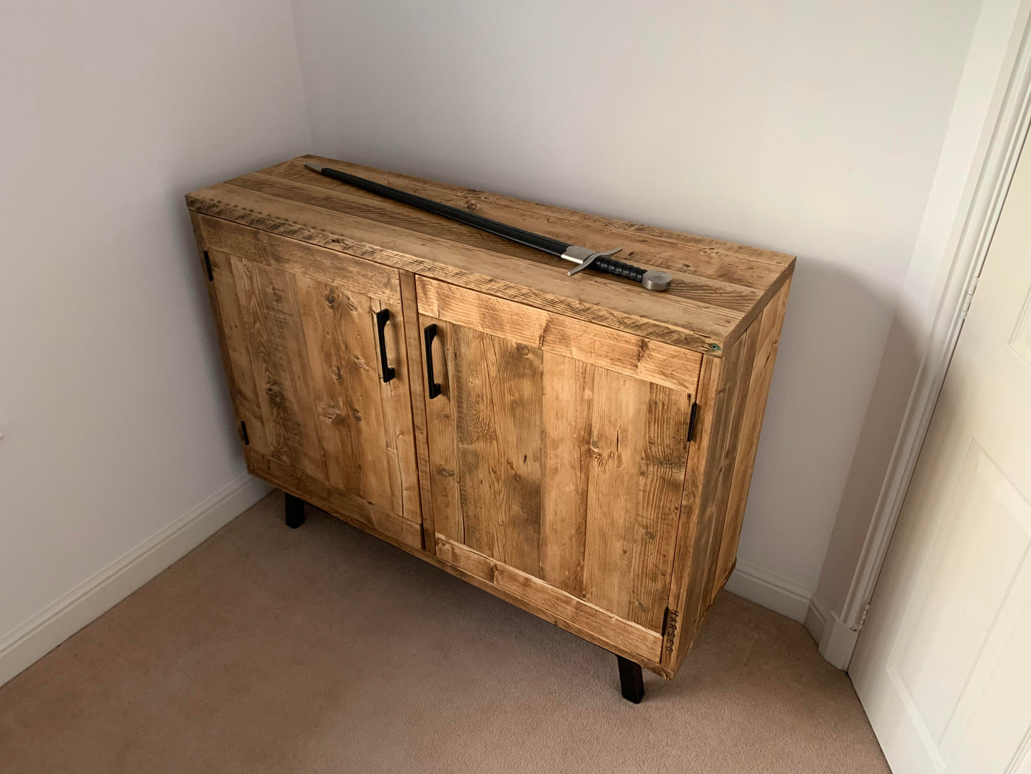 Reclaimed Wood Sideboard with Steel Base